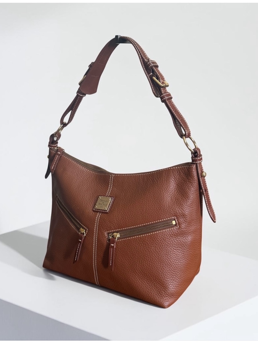 Authenticated Dooney & Bourke Brown Pebbled Leather Hobo Bag! COA! EUC! - Picture 2 of 15